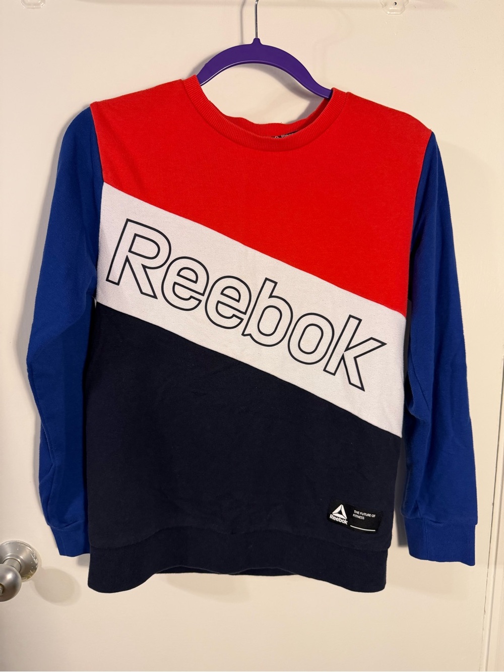 Vintage Reebok Red White and Blue Diagonal Logo Crewneck Small